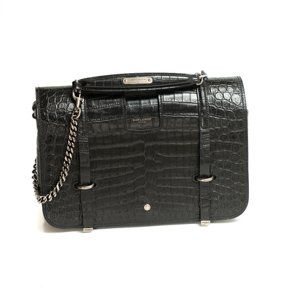 black croc crossbody bag